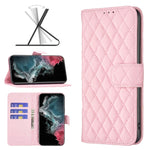 Custodia per telefono a conchiglia in pelle con portafoglio Diamond Lattice, For Samsung Galaxy S22 5G, For Samsung Galaxy S22 Ultra 5G, For Samsung Galaxy S22 Plus 5G, For Samsung Galaxy S21 5G