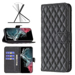 Custodia per telefono a conchiglia in pelle con portafoglio Diamond Lattice, For Samsung Galaxy S22 5G, For Samsung Galaxy S22 Ultra 5G, For Samsung Galaxy S22 Plus 5G, For Samsung Galaxy S21 5G