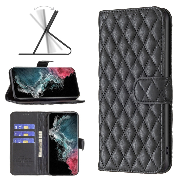 Custodia per telefono a conchiglia in pelle con portafoglio Diamond Lattice, For Samsung Galaxy S22 5G, For Samsung Galaxy S22 Ultra 5G, For Samsung Galaxy S22 Plus 5G, For Samsung Galaxy S21 5G