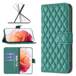 Custodia per telefono a conchiglia in pelle con portafoglio Diamond Lattice, For Samsung Galaxy S22 5G, For Samsung Galaxy S22 Ultra 5G, For Samsung Galaxy S22 Plus 5G, For Samsung Galaxy S21 5G