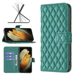 Custodia per telefono a conchiglia in pelle con portafoglio Diamond Lattice, For Samsung Galaxy S21 FE / S21 Lite, For Samsung Galaxy S21 Ultra 5G, For Samsung Galaxy S21 Plus 5G, For Samsung Galaxy S20 5G