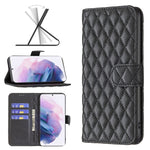 Custodia per telefono a conchiglia in pelle con portafoglio Diamond Lattice, For Samsung Galaxy S21 FE / S21 Lite, For Samsung Galaxy S21 Ultra 5G, For Samsung Galaxy S21 Plus 5G, For Samsung Galaxy S20 5G