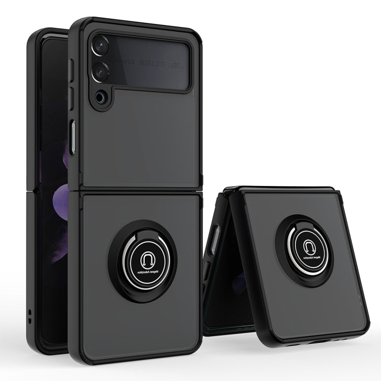 Q Shadow I Ring Kickstand Custodia per telefono ibrida per PC e TPU, For Samsung Galaxy Z Flip4