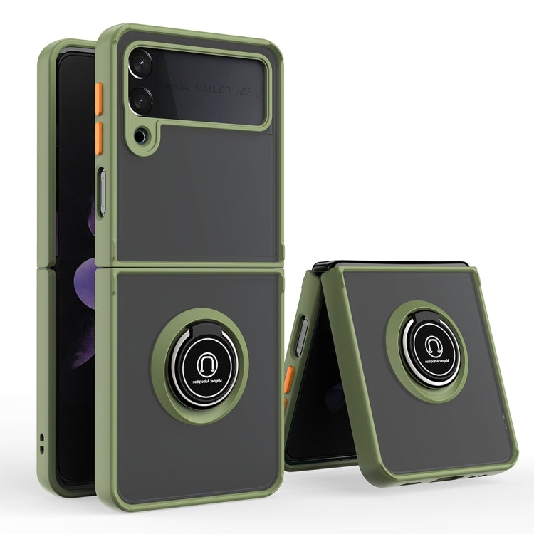 Q Shadow I Ring Kickstand Custodia per telefono ibrida per PC e TPU, For Samsung Galaxy Z Flip4