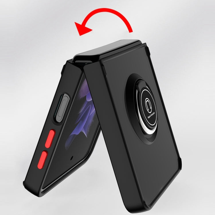 Q Shadow I Ring Kickstand Custodia per telefono ibrida per PC e TPU, For Samsung Galaxy Z Flip4