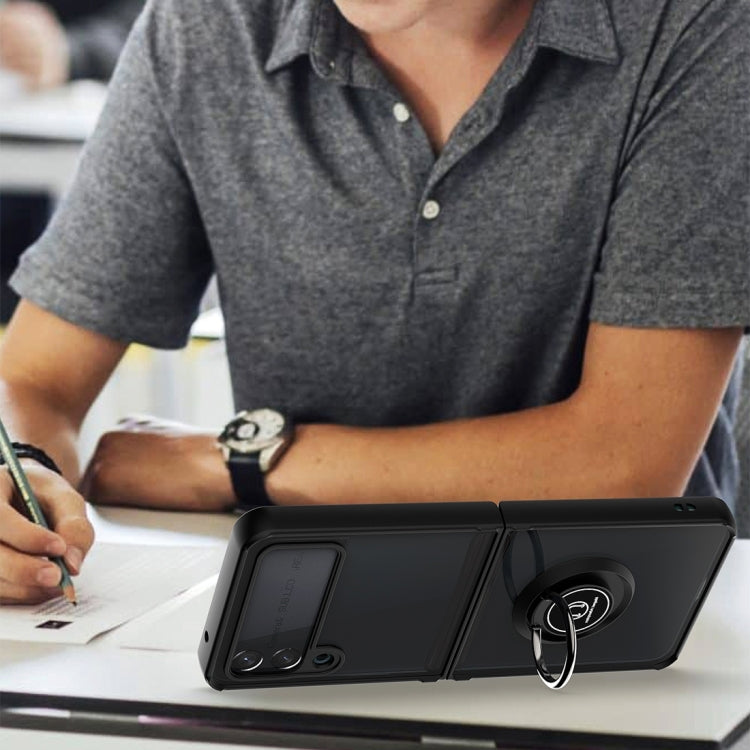 Q Shadow I Ring Kickstand Custodia per telefono ibrida per PC e TPU, For Samsung Galaxy Z Flip4