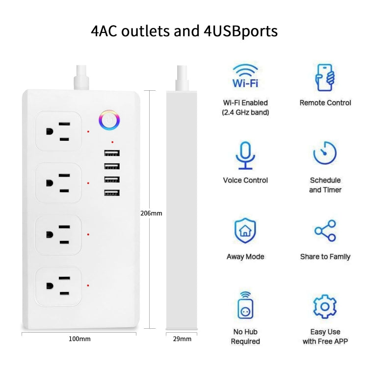 Multipresa WiFi ZigBee 10A 4 Prese + 4 USB 2.1A 2500W
