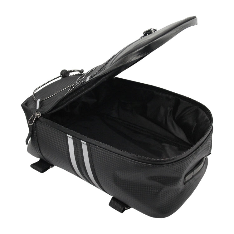 Borsa da trasporto posteriore per portapacchi posteriore in pelle PU impermeabile per moto, capacità: 8 litri con copertura antipioggia, 8L