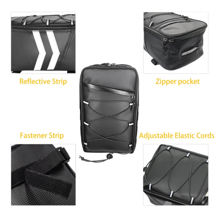 Borsa da trasporto posteriore per portapacchi posteriore in pelle PU impermeabile per moto, capacità: 8 litri con copertura antipioggia, 8L