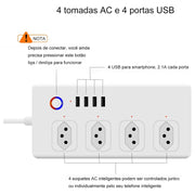 SM-SO301-B 4 fori + 4 prese multiple multiuso USB, spina brasiliana, ZigBee 10A, WiFi 10A