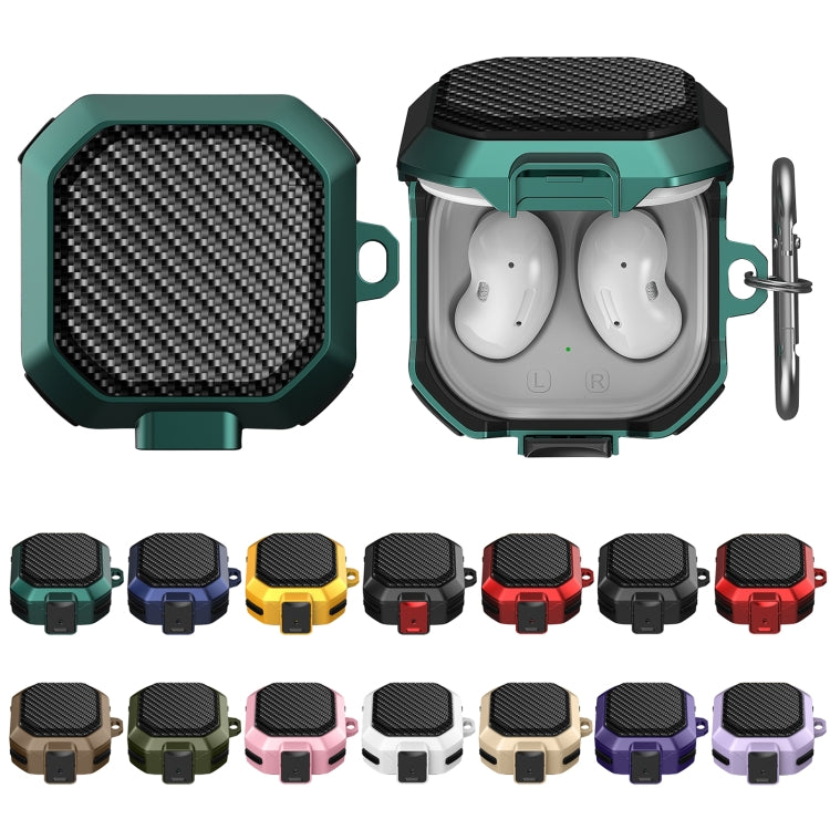 Custodia per auricolari anticaduta in fibra di carbonio con interruttore, For Samsung Galaxy Buds Live/Buds Pro/Buds 2/2 Pro