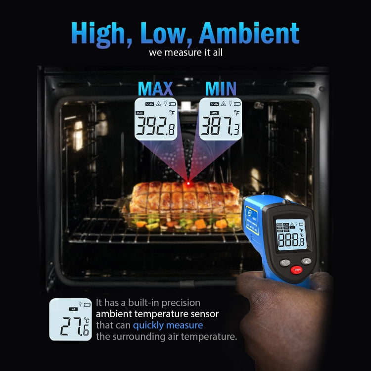 BENETECH GM321 Termometro digitale a infrarossi senza contatto, batteria non inclusa, GM321