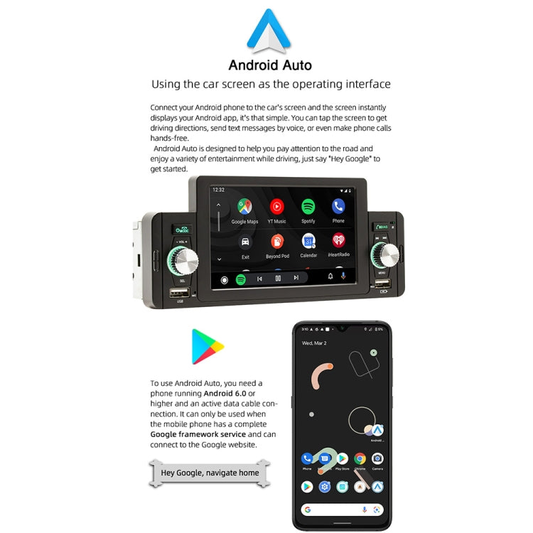 SWM-160C Supporto per lettore MP5 Bluetooth 5.1 per auto da 5 pollici Collegamento specchio telefono / Controllo del volante, SWM-160C