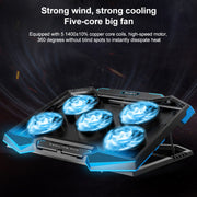 Supporto di raffreddamento per laptop pieghevole a 5 ventole 2 USB