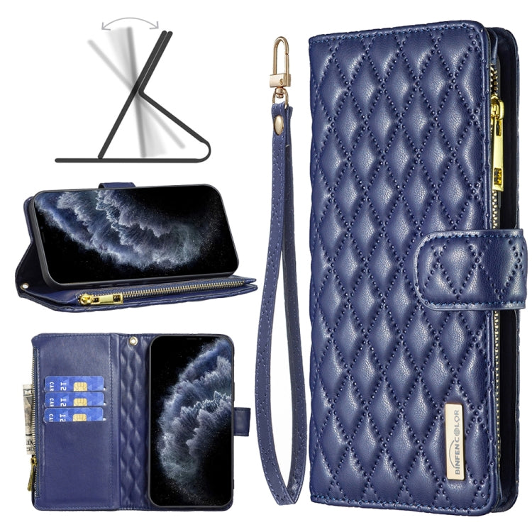 Custodia per telefono a conchiglia in pelle con portafoglio con cerniera Diamond Lattice, For iPhone 11 Pro, For iPhone X / XS, For iPhone XR, For iPhone XS Max