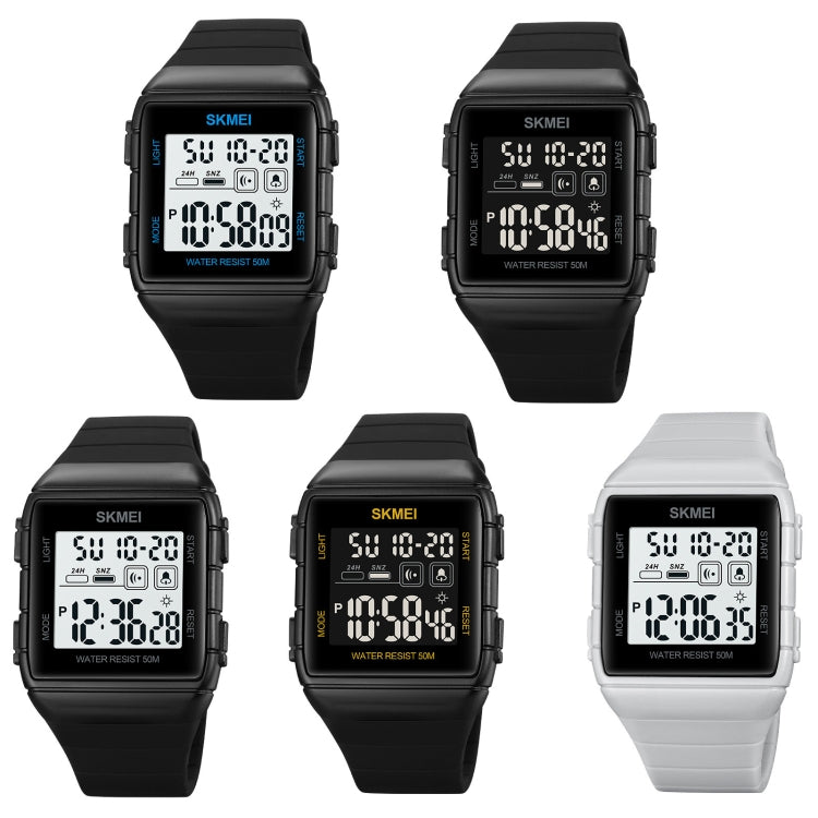 Orologio elettronico impermeabile con cinturino in silicone con fibbia in acciaio inossidabile SKMEI 1960, 1960 Black Gold, 1960 Black and White Machine, 1960 Black and Black Machine, 1960 Blue, 1960 Light Grey