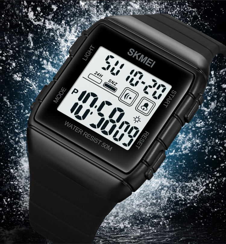 Orologio elettronico impermeabile con cinturino in silicone con fibbia in acciaio inossidabile SKMEI 1960, 1960 Black Gold, 1960 Black and White Machine, 1960 Black and Black Machine, 1960 Blue, 1960 Light Grey