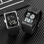 SKMEI 1967 Orologio elettronico impermeabile con cinturino in PU con fibbia in acciaio inossidabile