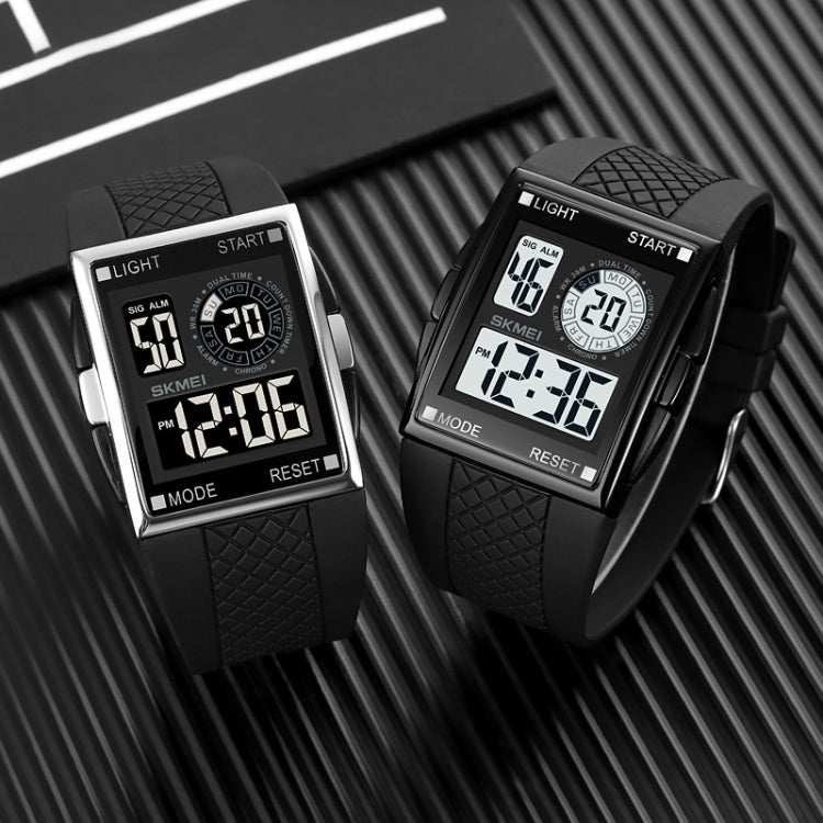 SKMEI 1967 Orologio elettronico impermeabile con cinturino in PU con fibbia in acciaio inossidabile