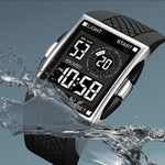 SKMEI 1967 Orologio elettronico impermeabile con cinturino in PU con fibbia in acciaio inossidabile