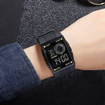 SKMEI 1967 Orologio elettronico impermeabile con cinturino in PU con fibbia in acciaio inossidabile