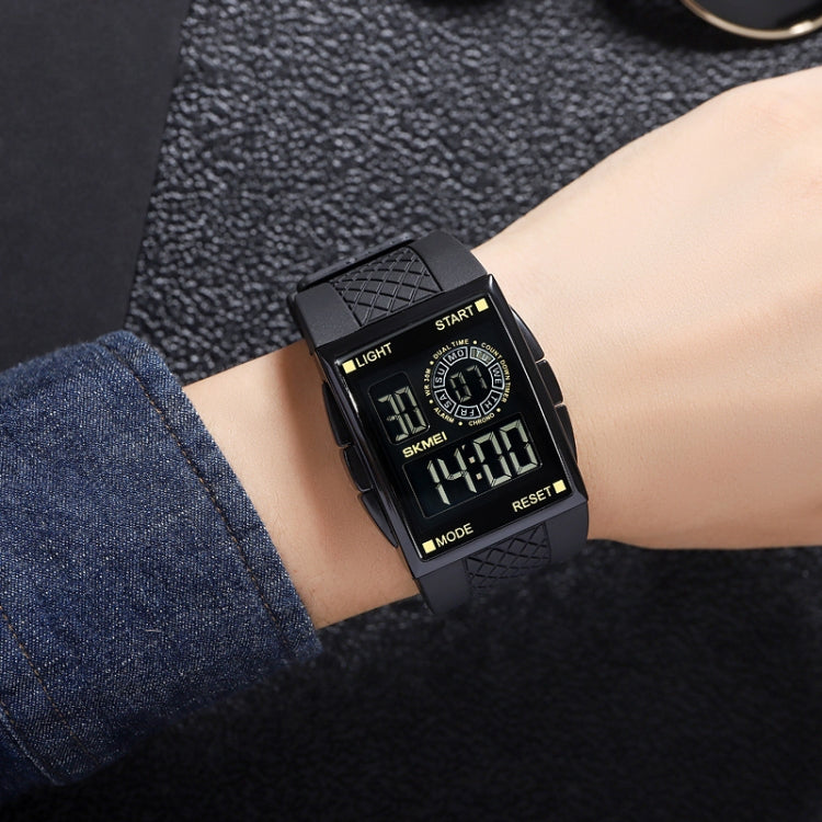SKMEI 1967 Orologio elettronico impermeabile con cinturino in PU con fibbia in acciaio inossidabile