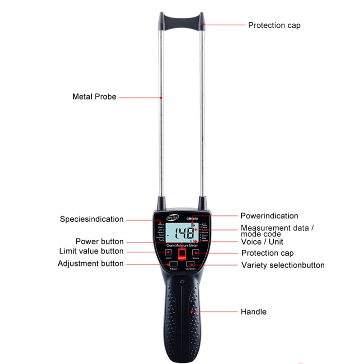 Misuratore di umidità per cereali BENETECH GM650, batteria non inclusa, 23cm