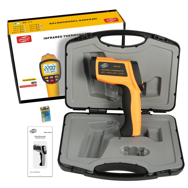 BENETECH GM1500 LCD Infrared Thermometer, Battery Not Included, GM1500