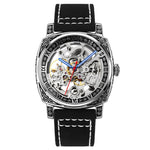 SKMEI 9271 Orologio meccanico impermeabile con cinturino in pelle con fibbia in acciaio inossidabile