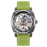 SKMEI 9271 Orologio meccanico impermeabile con cinturino in pelle con fibbia in acciaio inossidabile