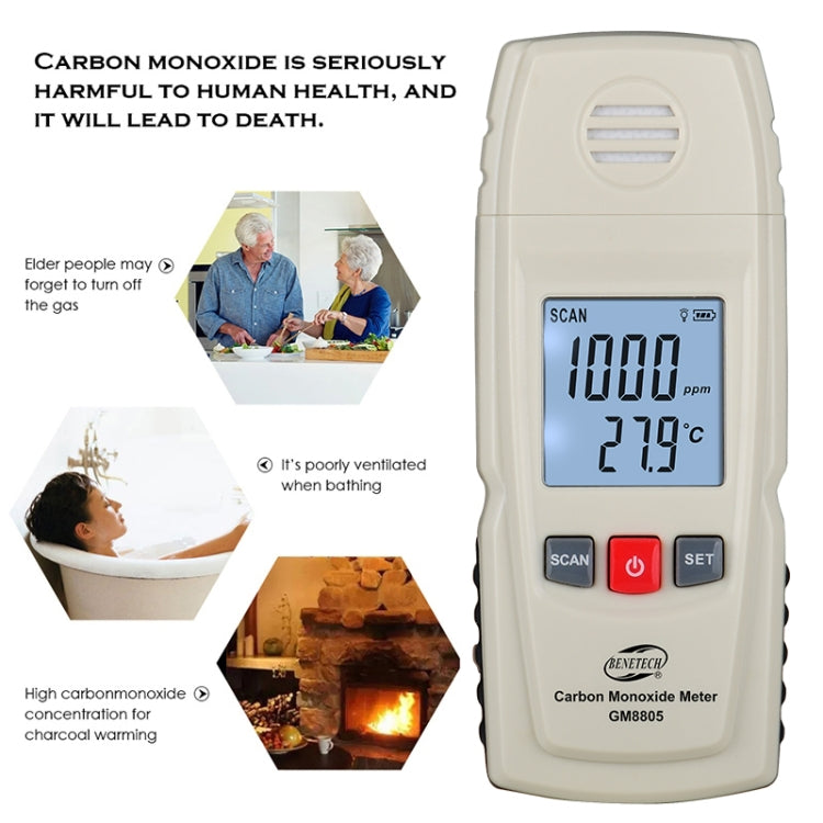 BENETECH GM8805 Portable Digital Carbon Monoxide Meter, Battery Not Included