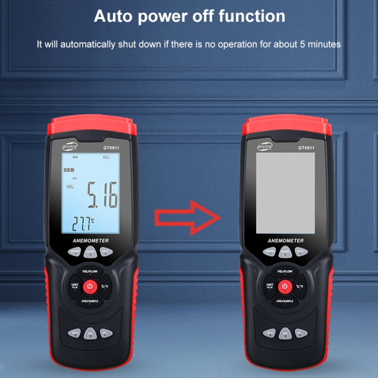 Anemometro digitale portatile a filo caldo LCD BENETECH GT8911, GT8911 Hot Wire Anemometer