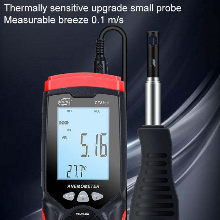 BENETECH GT8911 Portable LCD Digital Hot Wire Anemometer, GT8911 Hot Wire Anemometer