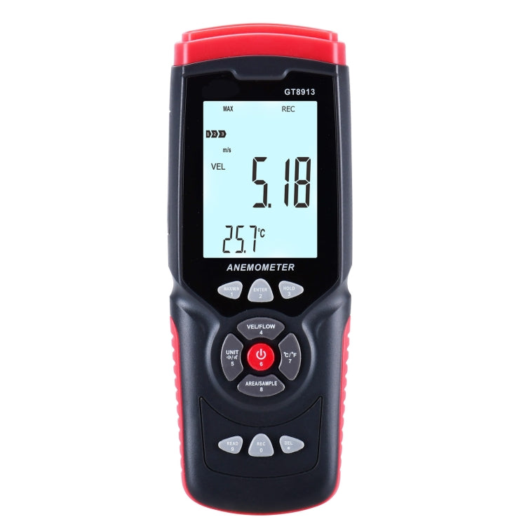 Anemometro digitale portatile a filo caldo LCD BENETECH GT8913, batteria non inclusa