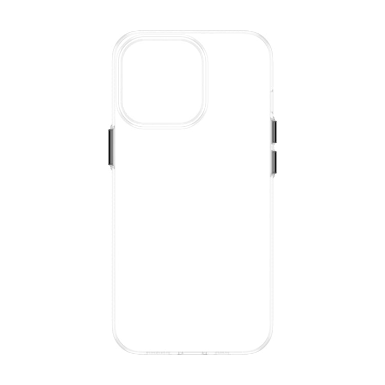 Custodia trasparente con bottone in metallo per iPhone
