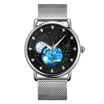 SKMEI 9283 Orologio al quarzo impermeabile con fibbia in vetro con fibbia in acciaio inossidabile, Steel Belt, Leather Belt