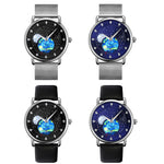 SKMEI 9283 Orologio al quarzo impermeabile con fibbia in vetro con fibbia in acciaio inossidabile, Steel Belt, Leather Belt