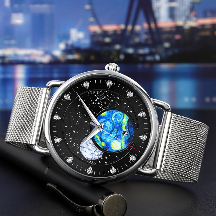 SKMEI 9283 Orologio al quarzo impermeabile con fibbia in vetro con fibbia in acciaio inossidabile, Steel Belt, Leather Belt