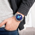 SKMEI 9283 Orologio al quarzo impermeabile con fibbia in vetro con fibbia in acciaio inossidabile, Steel Belt, Leather Belt