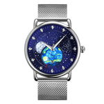 SKMEI 9283 Orologio al quarzo impermeabile con fibbia in vetro con fibbia in acciaio inossidabile, Steel Belt, Leather Belt