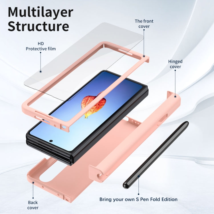 Custodia per telefono con cerniera Macaron con penna stilo pieghevole e pellicola protettiva, For Samsung Galaxy Z Fold4