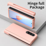 Custodia per telefono con cerniera Macaron con penna stilo pieghevole e pellicola protettiva, For Samsung Galaxy Z Fold4