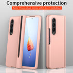 Custodia per telefono con cerniera Macaron con penna stilo pieghevole e pellicola protettiva, For Samsung Galaxy Z Fold4