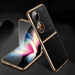 Custodia per telefono pieghevole in vera pelle di coccodrillo, For Huawei P50 Pocket