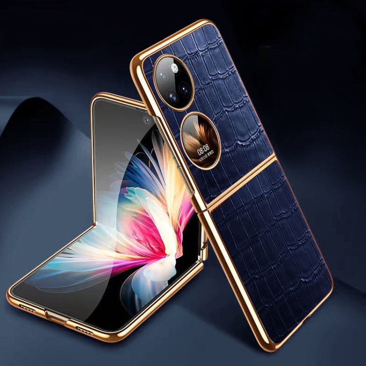 Custodia per telefono pieghevole in vera pelle di coccodrillo, For Huawei P50 Pocket