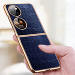 Custodia per telefono pieghevole in vera pelle di coccodrillo, For Huawei P50 Pocket