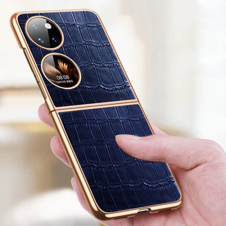 Custodia per telefono pieghevole in vera pelle di coccodrillo, For Huawei P50 Pocket