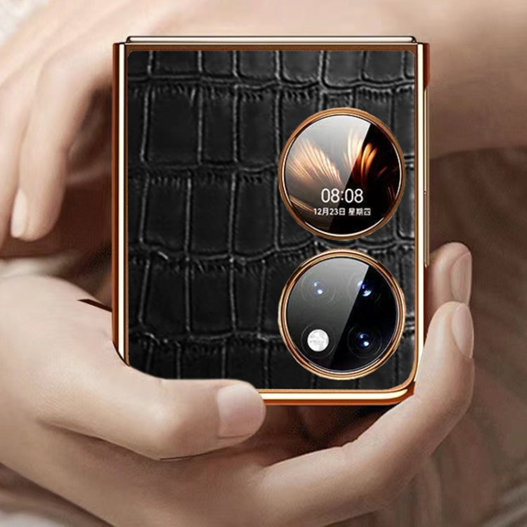 Custodia per telefono pieghevole in vera pelle di coccodrillo, For Huawei P50 Pocket