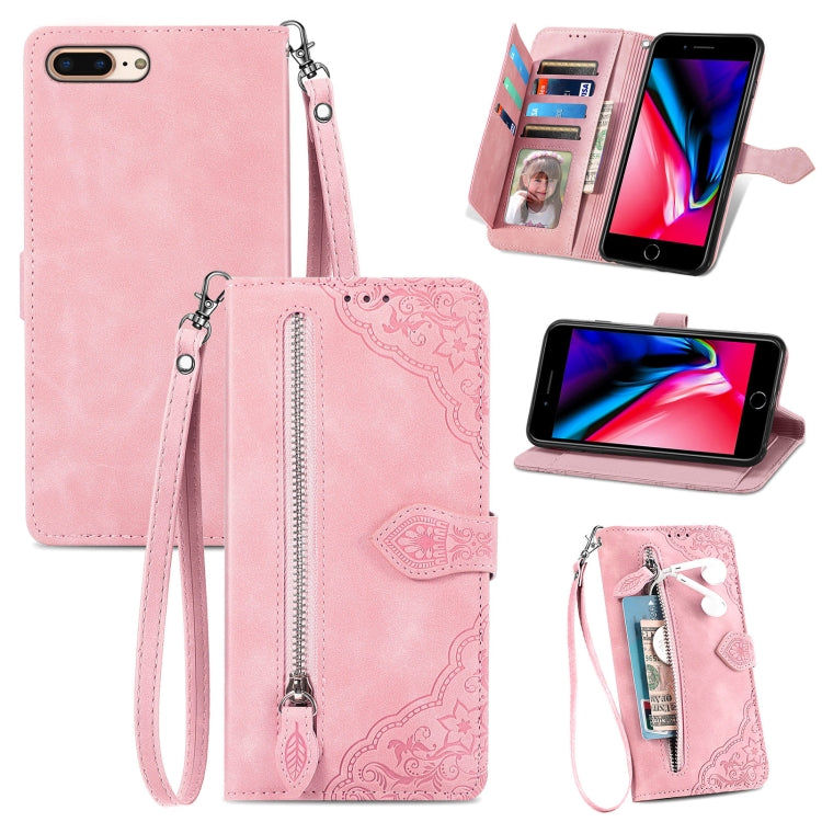 Custodia per telefono in pelle antiurto con fiore in rilievo, For iPhone SE 2022 / SE 2020 / 8 / 7, For iPhone 8 Plus / 7 Plus