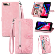 Custodia per telefono in pelle antiurto con fiore in rilievo, For iPhone SE 2022 / SE 2020 / 8 / 7, For iPhone 8 Plus / 7 Plus